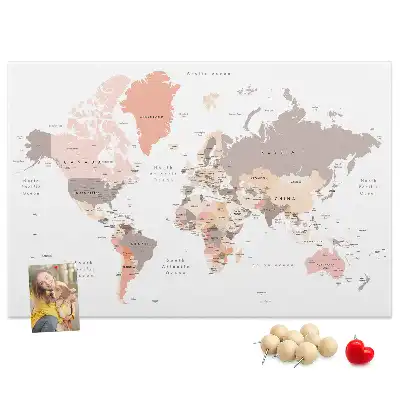 Memobord van kurk Gedetailleerde wereldkaart