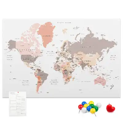 Memobord van kurk Gedetailleerde wereldkaart