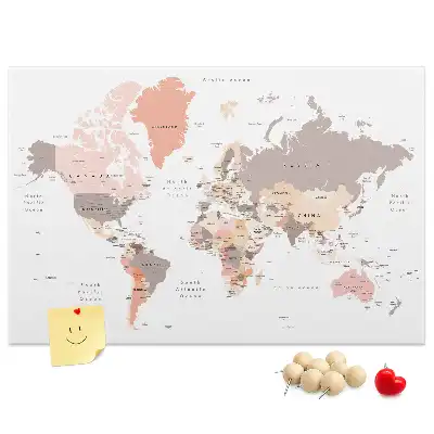 Memobord van kurk Gedetailleerde wereldkaart