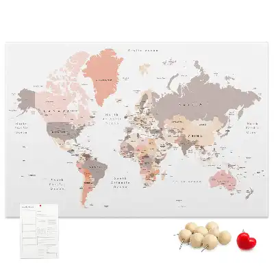 Memobord van kurk Gedetailleerde wereldkaart