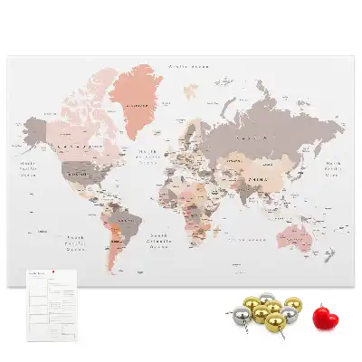 Memobord van kurk Gedetailleerde wereldkaart