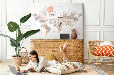 Memobord van kurk Gedetailleerde wereldkaart
