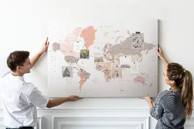 Memobord van kurk Gedetailleerde wereldkaart