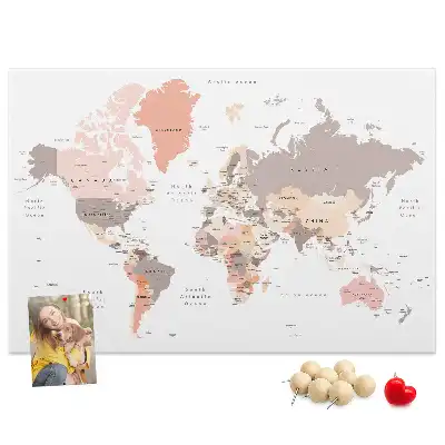 Memobord van kurk Gedetailleerde wereldkaart