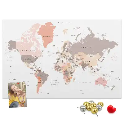Memobord van kurk Gedetailleerde wereldkaart
