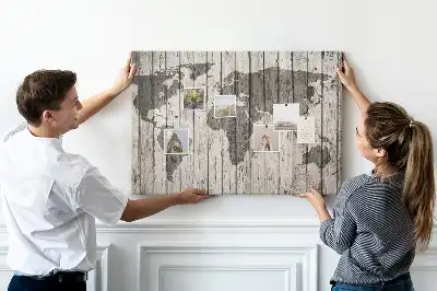Kurk prikbord Wereldkaart Planken