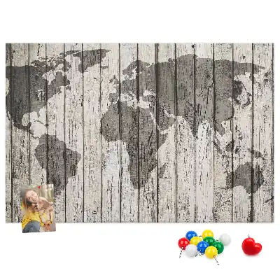 Kurk prikbord Wereldkaart Planken