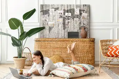 Kurk prikbord Wereldkaart Planken
