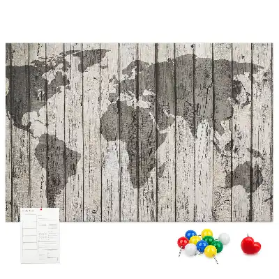 Kurk prikbord Wereldkaart Planken