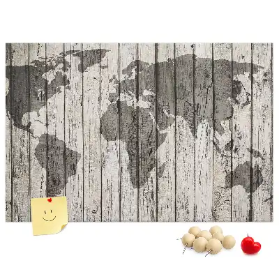 Kurk prikbord Wereldkaart Planken