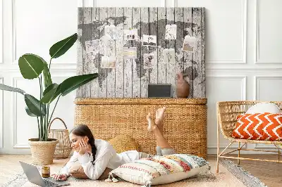 Kurk prikbord Wereldkaart Planken