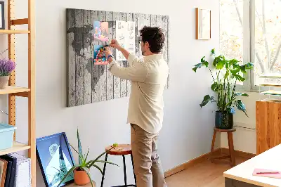 Kurk prikbord Wereldkaart Planken
