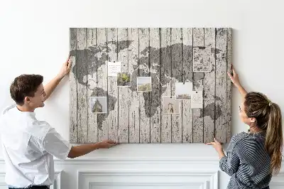 Kurk prikbord Wereldkaart Planken
