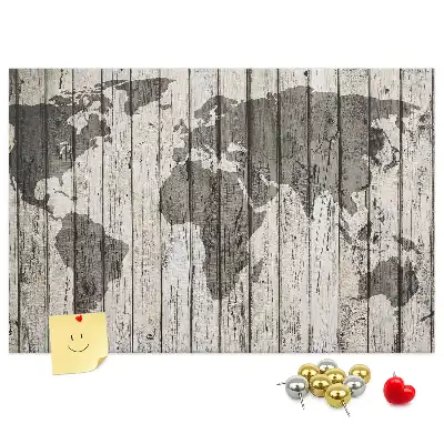 Kurk prikbord Wereldkaart Planken