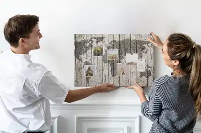 Kurk prikbord Wereldkaart Planken