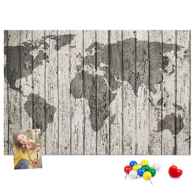 Kurk prikbord Wereldkaart Planken