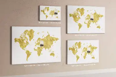 Memobord van kurk Gouden wereldkaart