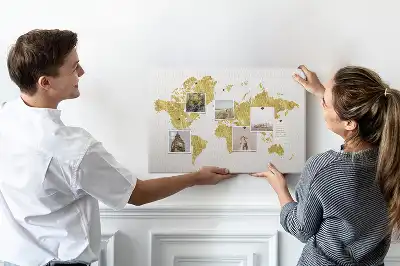 Memobord van kurk Gouden wereldkaart