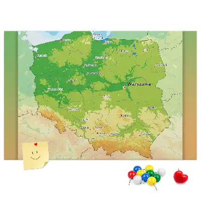 Kurk prikbord met fysieke landkaart van Polen
