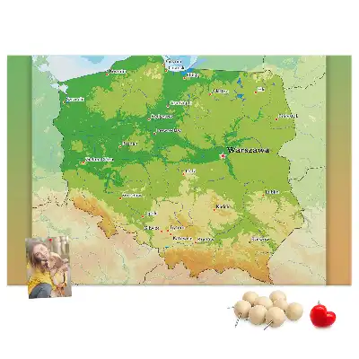 Kurk prikbord Fysieke kaart van Polen