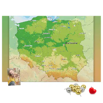 Kurk prikbord Fysieke kaart van Polen