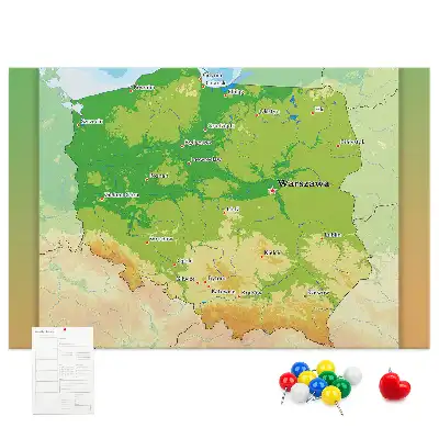 Kurk prikbord Fysieke kaart van Polen