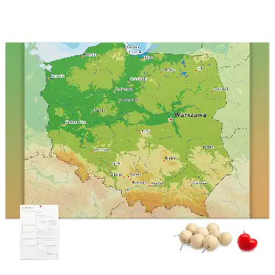 Kurk prikbord Fysieke kaart van Polen