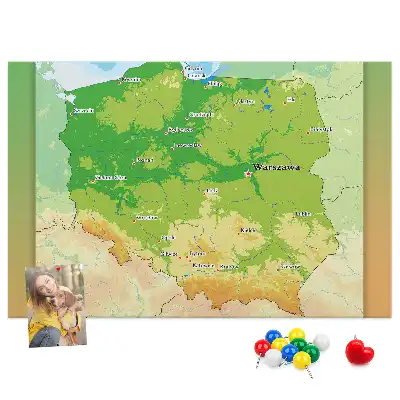 Kurk prikbord Fysieke kaart van Polen