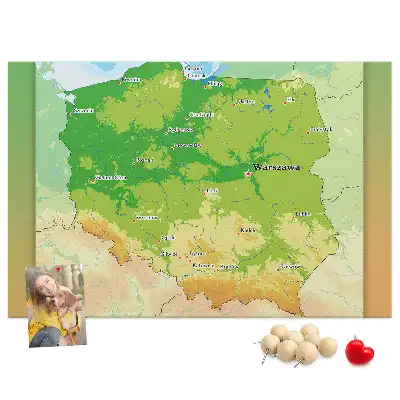 Kurk prikbord Fysieke kaart van Polen