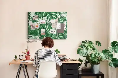 Memobord van kurk Monstera bladeren
