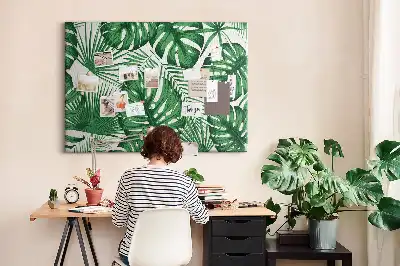 Memobord van kurk Monstera bladeren