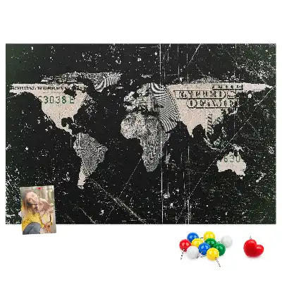 Memobord van kurk Wereldkaart dollar