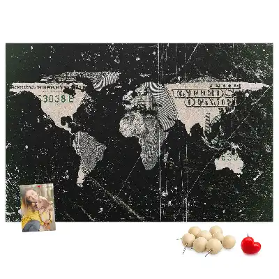 Memobord van kurk Wereldkaart dollar