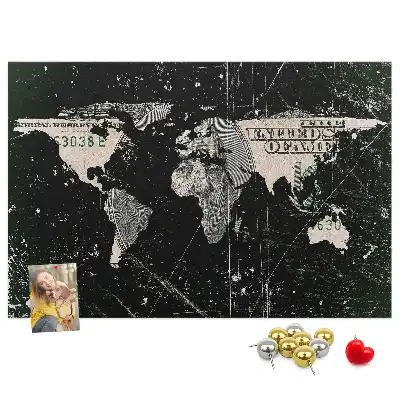 Memobord van kurk Wereldkaart dollar