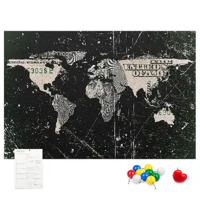 Memobord van kurk Wereldkaart dollar