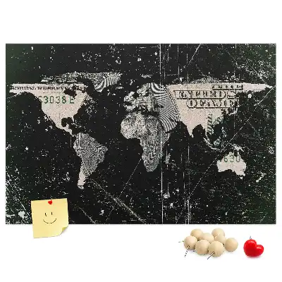 Memobord van kurk Wereldkaart dollar