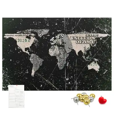 Memobord van kurk Wereldkaart dollar