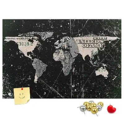 Memobord van kurk Wereldkaart dollar
