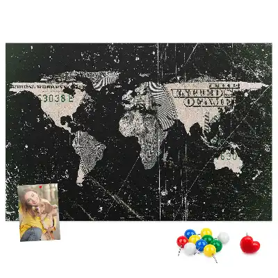 Memobord van kurk Wereldkaart dollar