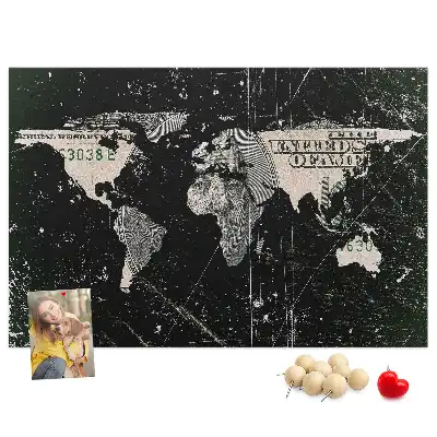 Memobord van kurk Wereldkaart dollar