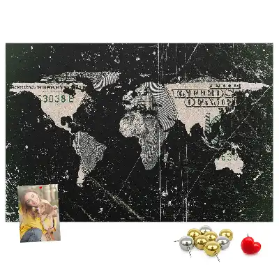 Memobord van kurk Wereldkaart dollar