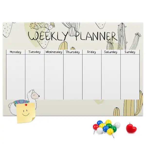 Memobord van kurk Vetplanten zevendaagse planner