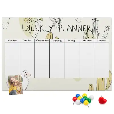 Memobord van kurk Vetplanten zevendaagse planner