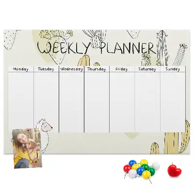 Memobord van kurk Vetplanten zevendaagse planner
