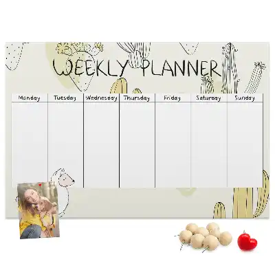 Memobord van kurk Vetplanten zevendaagse planner