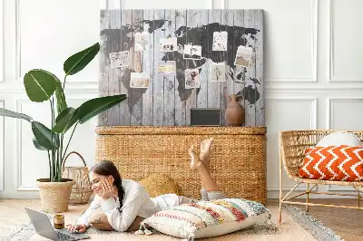 Kurk prikbord Wereld op planken