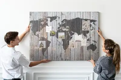 Kurk prikbord Wereld op planken