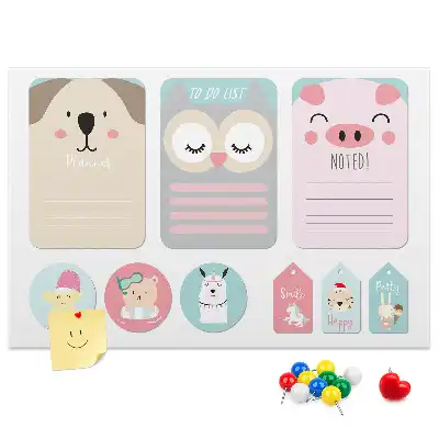 Memobord van kurk met dierenopdruk