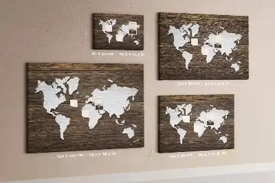 Memobord van kurk Wereldkaart op planken