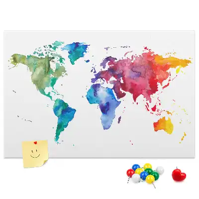 Kurk prikbord met aquarel wereldkaart